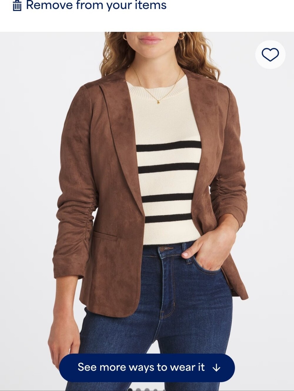 Skies Are Blue Brown Suede Blazer with Floral Lining - Picture 1 of 3
